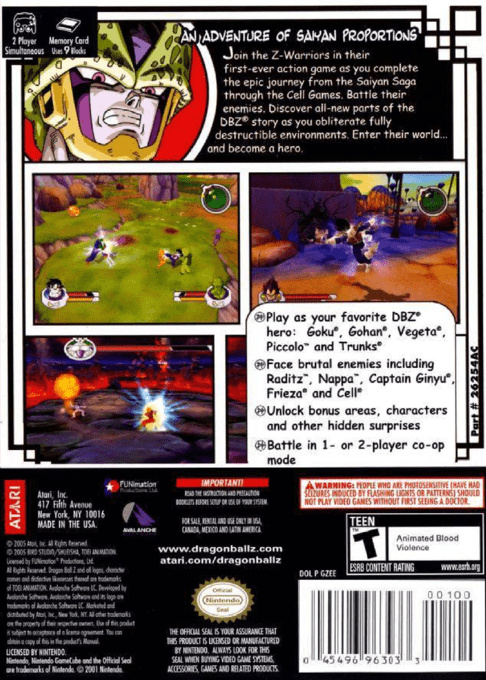 Dragon Ball Z - Sagas — box-2D-back (US)