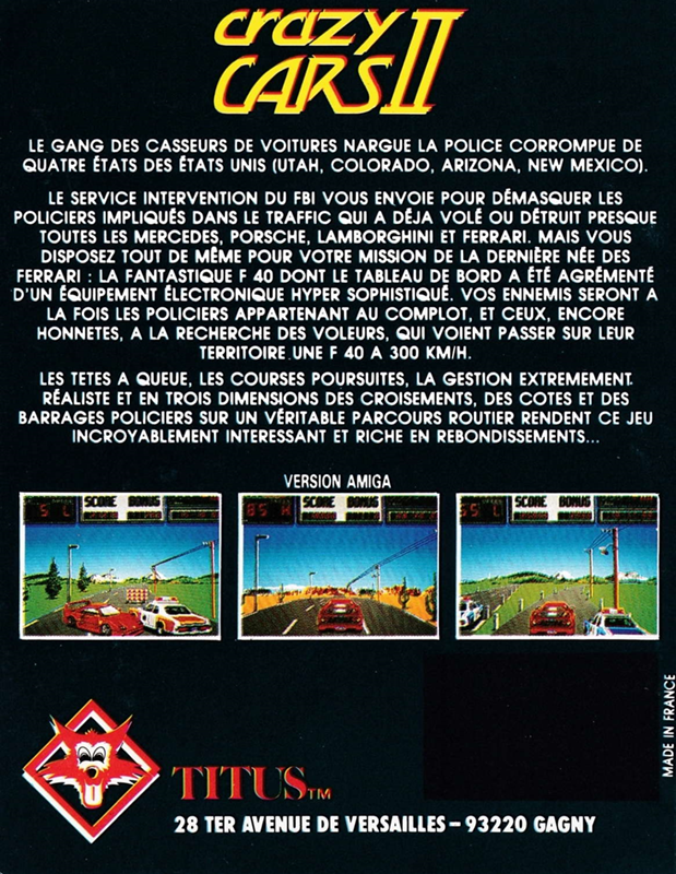 Crazy Cars 2 — box-2D-back (FR)