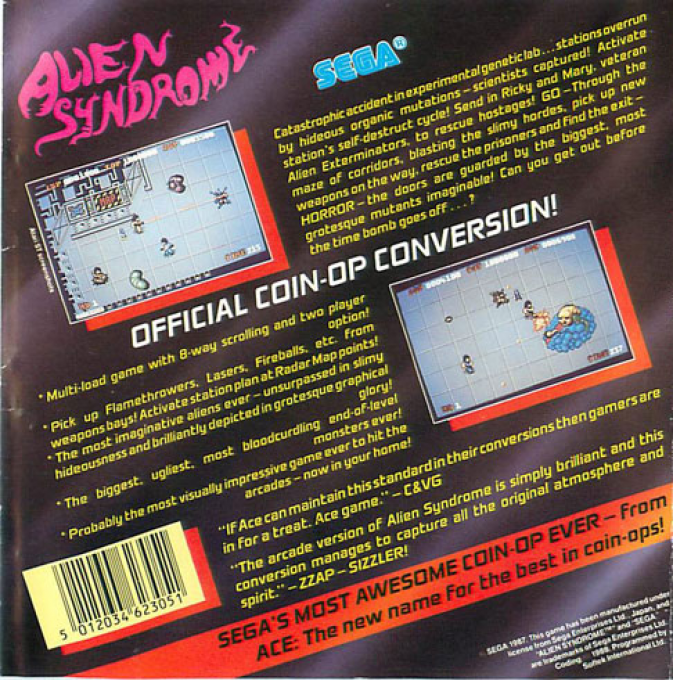 Alien Syndrome — box-2D-back (EU)