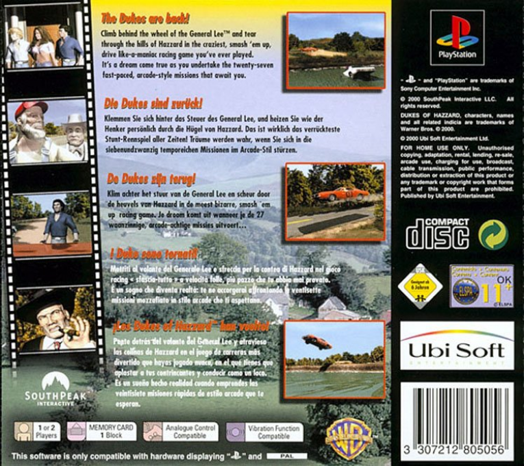 Dukes of Hazzard, The - Racing for Home — box-2D-back (EU)