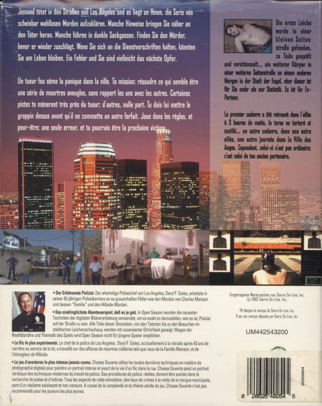 Daryl F. Gates Police Quest - Open Season — box-2D-back (FR)