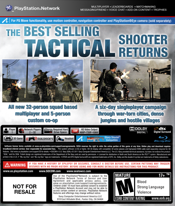 SOCOM 4 - U.S. Navy SEALs — box-2D-back (US)