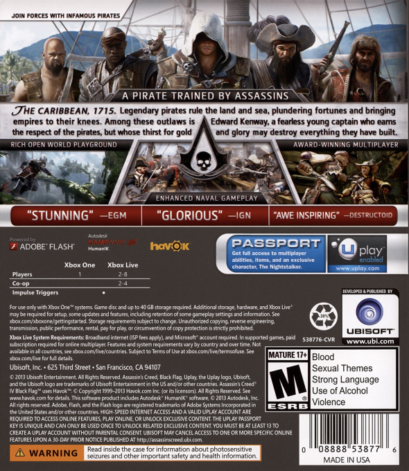 Assassin's Creed 4 - Black Flag — box-2D-back (US)