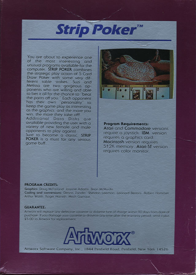 Strip Poker - A Sizzling Game of Chance — box-2D-back (WOR)