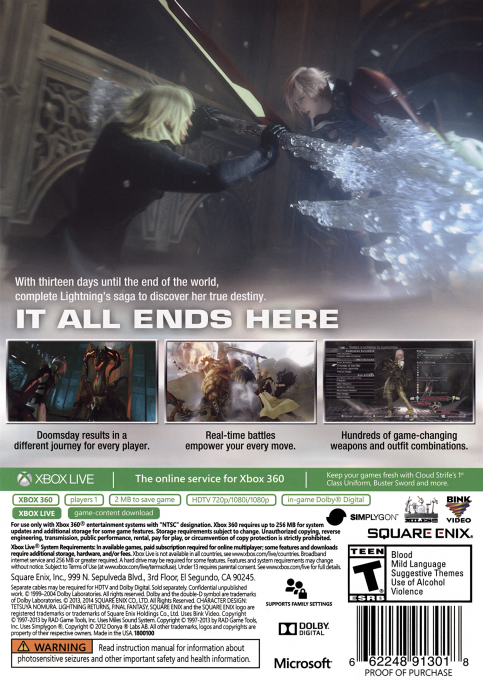 Lightning Returns - Final Fantasy XIII — box-2D-back (US)