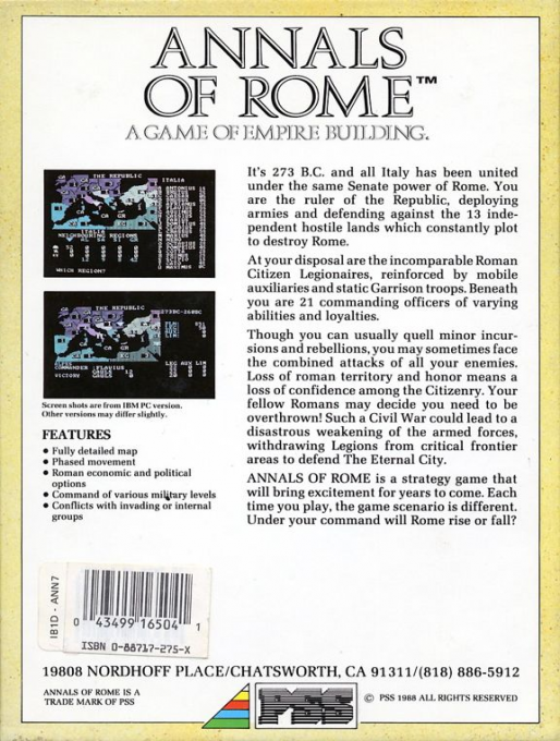 Annals Of Rome — box-2D-back (US)