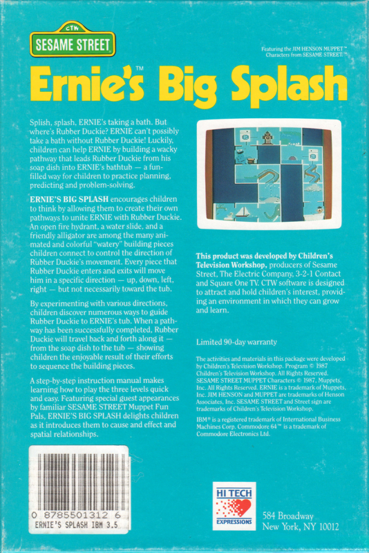 Ernie's Big Splash — box-2D-back (US)