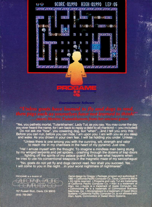 Lady Tut — box-2D-back (US)