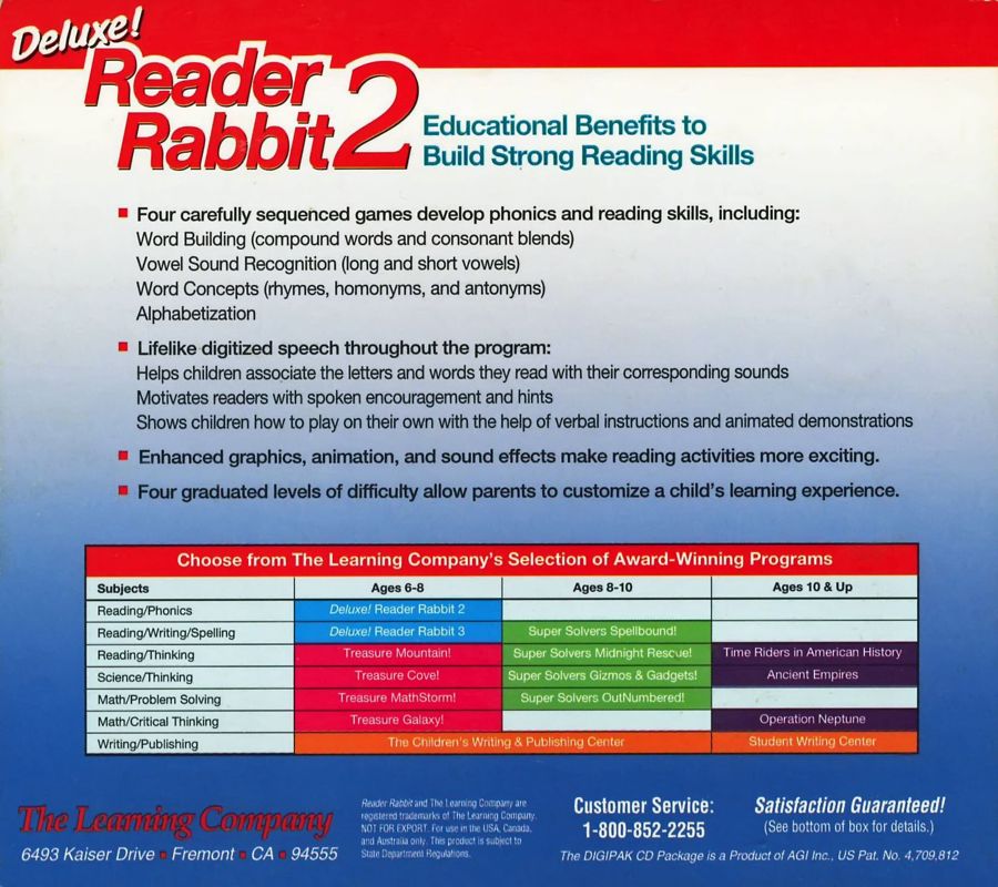 Reader Rabbit 2: Deluxe! — box-2D-back (WOR)