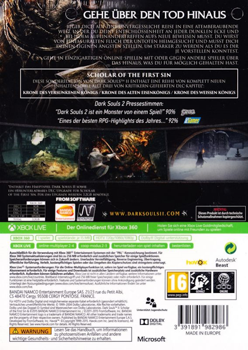 Dark Souls II - Scholar of the First Sin — box-2D-back (DE)