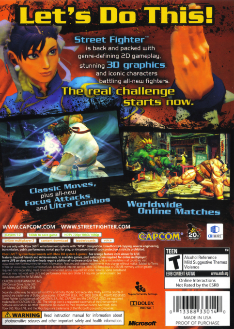 Street Fighter IV — box-2D-back (US)