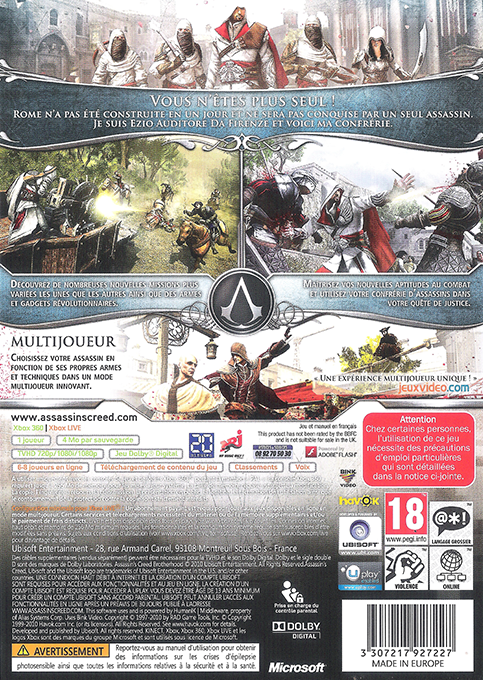 Assassin's Creed - Brotherhood — box-2D-back (FR)