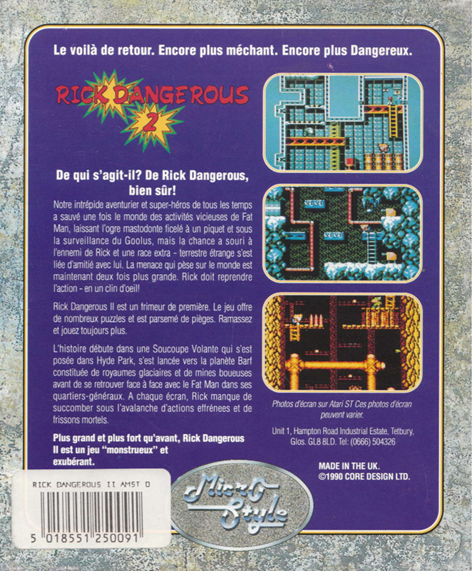 Rick Dangerous 2 — box-2D-back (FR)