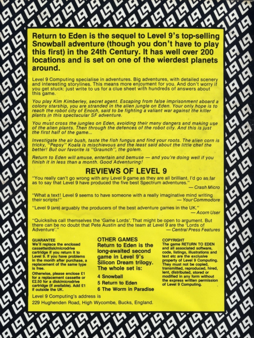 Return To Eden — box-2D-back (EU)