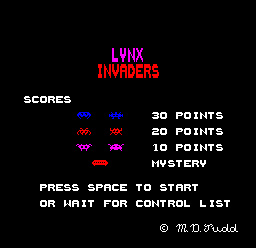 Lynx Invaders — sstitle (WOR)
