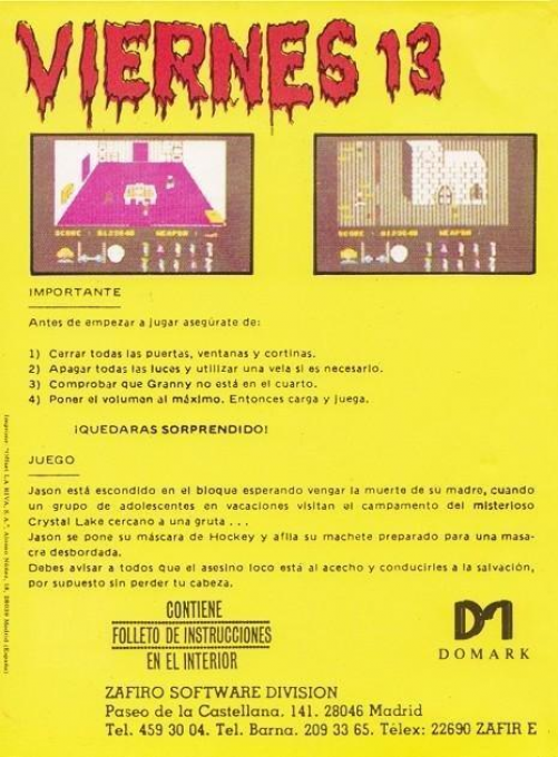Friday The 13th — box-2D-back (SP)
