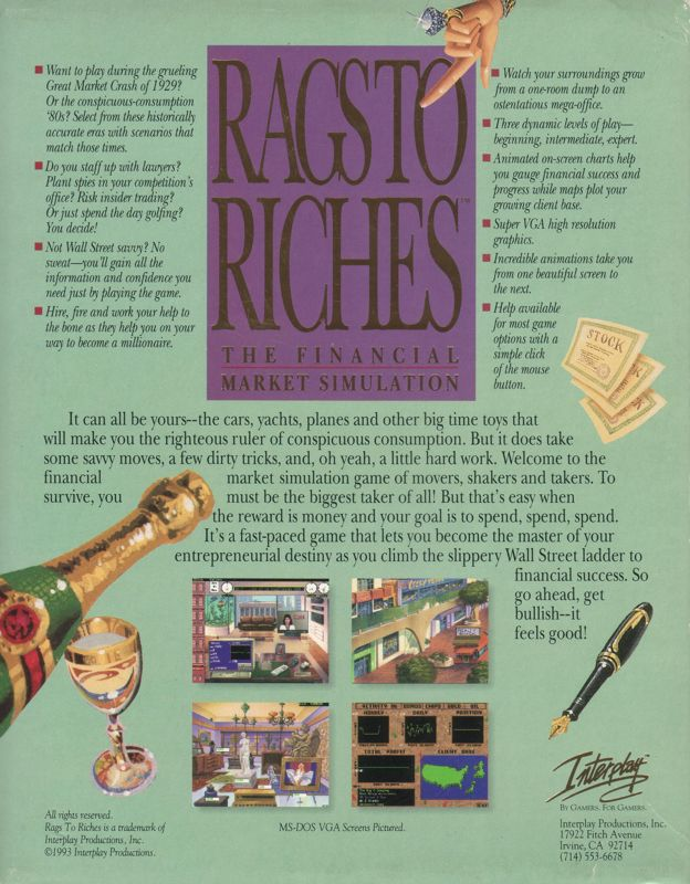 Rags To Riches The Financial Market Simulation — box-2D-back (US)