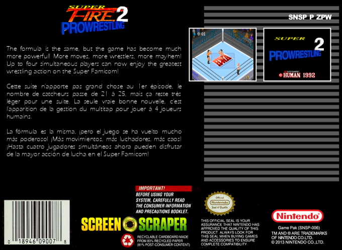 Super Fire Pro Wrestling 2 — box-2D-back (SS)