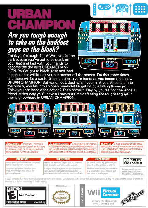 Urban Champion — box-2D-back (US)