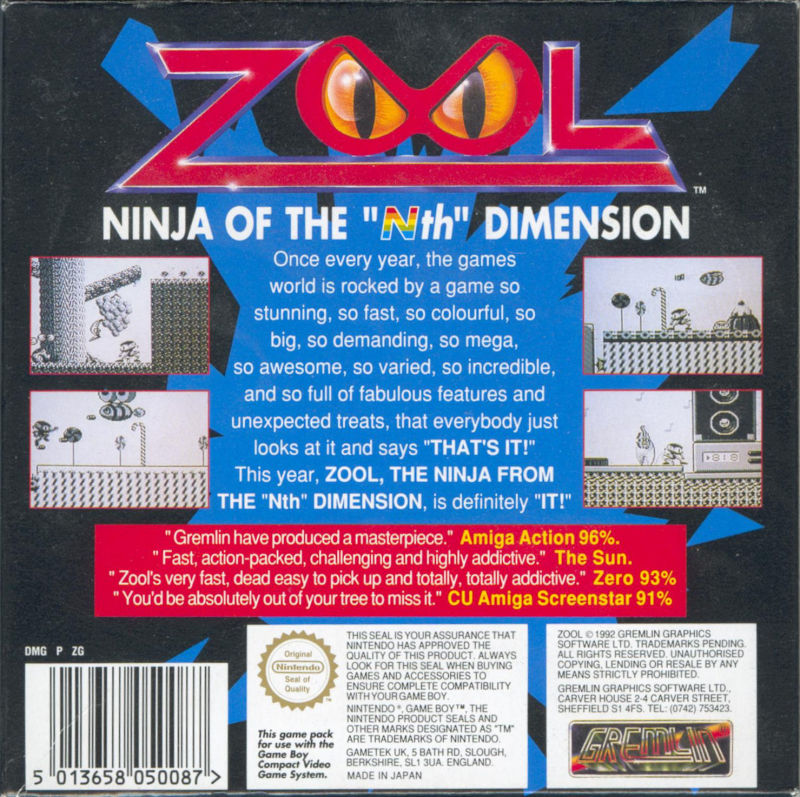 Zool - Ninja of the “Nth” Dimension — box-2D-back (EU)