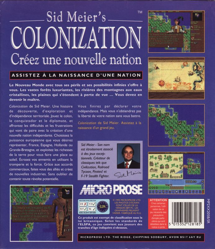 Sid Meier's Colonization — box-2D-back (FR)
