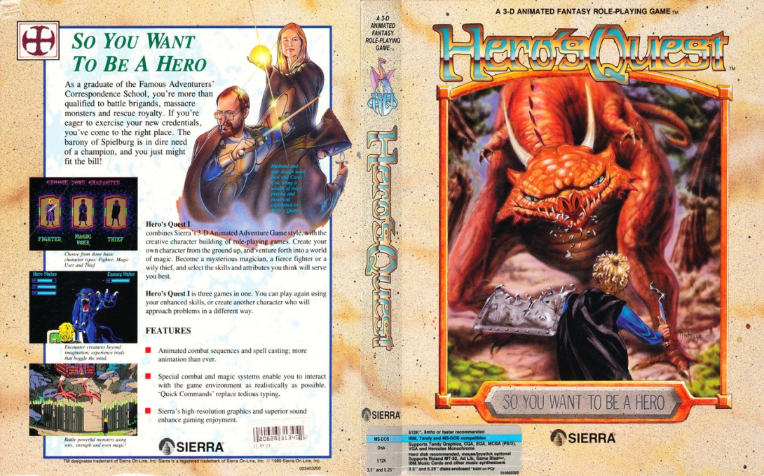 Hero's Quest - So You Want To Be A Hero — box-texture (US)