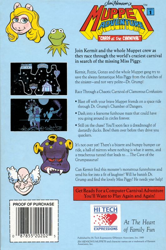 Jim Henson's Muppet Adventure No. 1 - Chaos At The Carnival — box-2D-back (US)