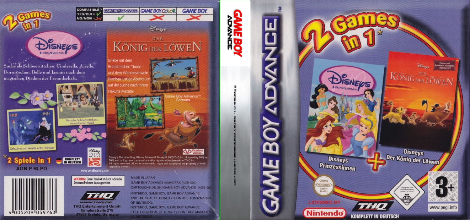 2 Games in 1 - The Lion King + Disney Princess — box-texture (EU)
