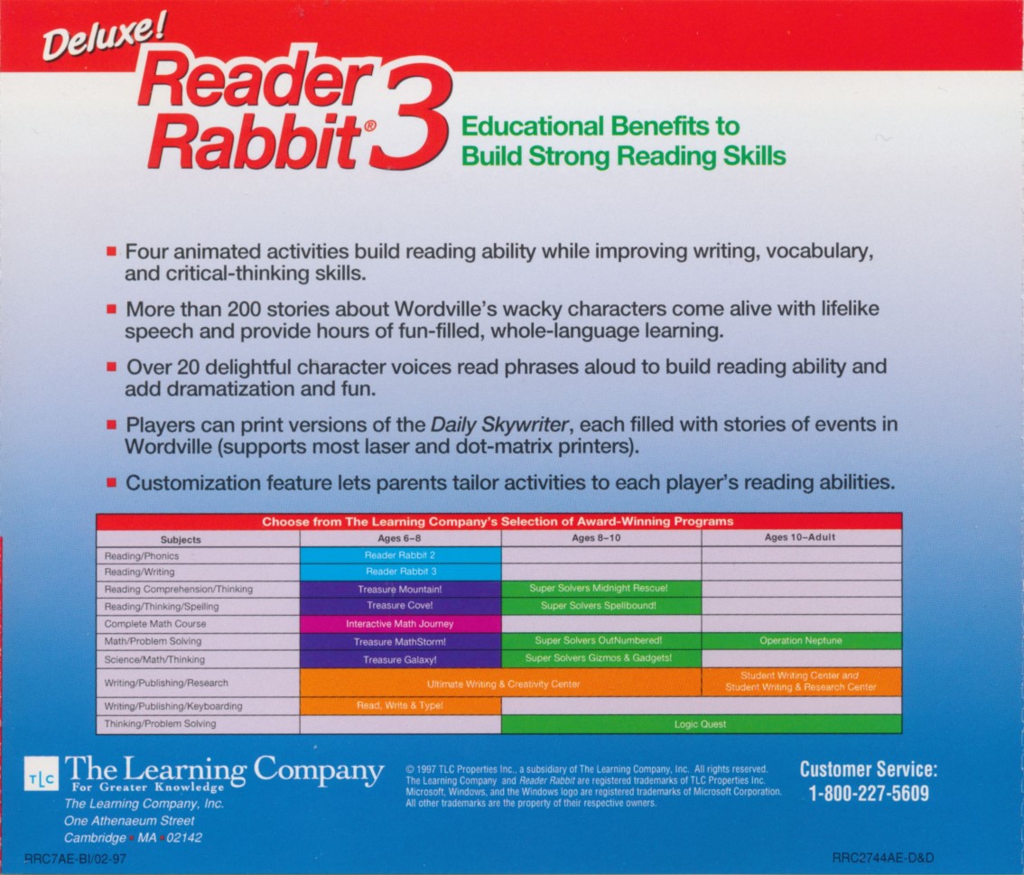 Reader Rabbit 3 — box-2D-back (WOR)