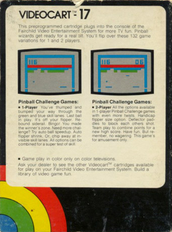 Videocart-17 - Pinball Challenge — box-2D-back (SE)