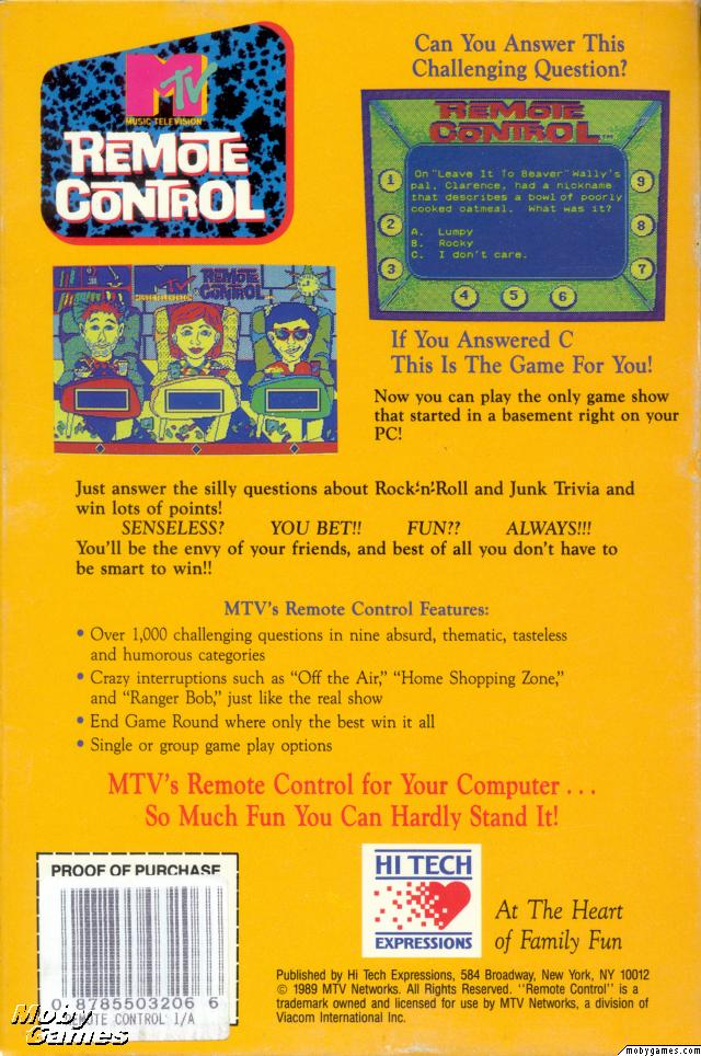 Remote Control — box-2D-back (US)