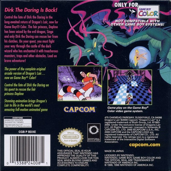 Dragon's Lair — box-2D-back (US)