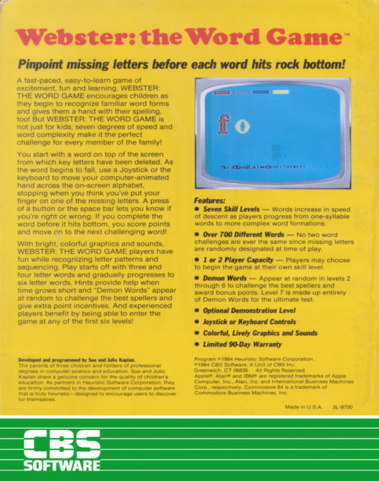 Webster - The Word Game — box-2D-back (US)