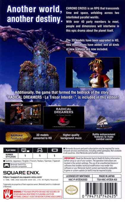 Chrono Cross [The Radical Dreamers Edition] — box-2D-back (ASI)