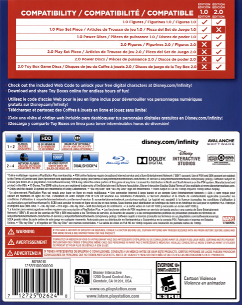 Disney Infinity 2.0 - Play Without Limits — box-2D-back (US)