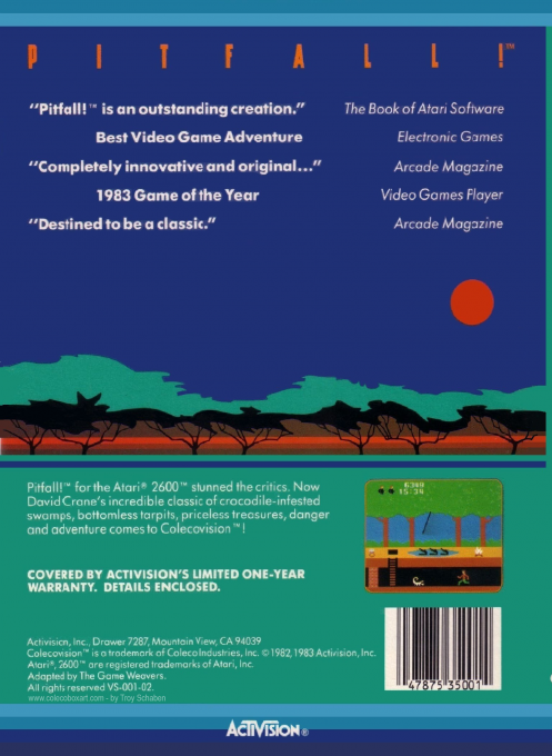 Pitfall! — box-2D-back (US)