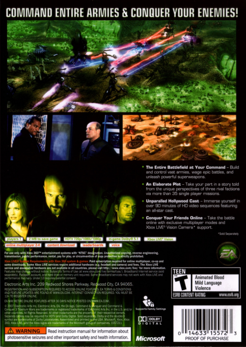 Command & Conquer 3 - Les Guerres du Tiberium — box-2D-back (US)