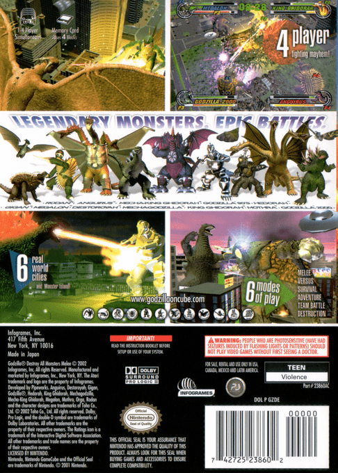 Godzilla - Kaijuu Dairantou — box-2D-back (US)