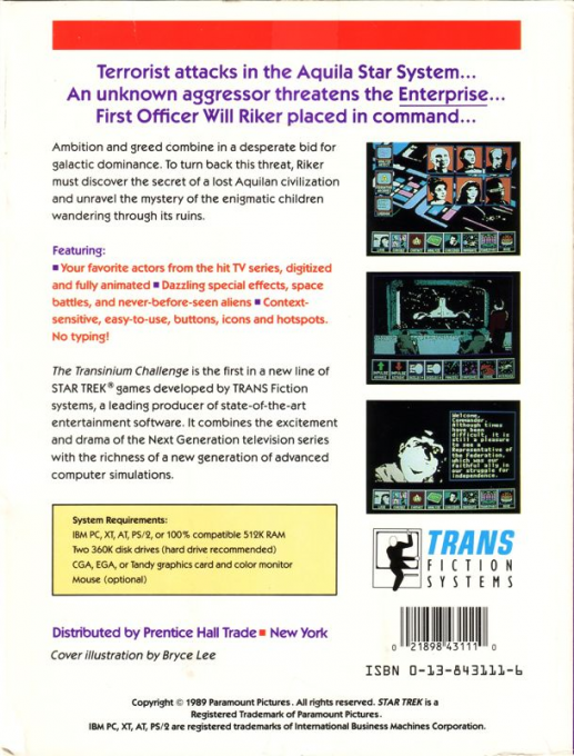 Star Trek The Next Generation - The Transinium Challenge — box-2D-back (US)
