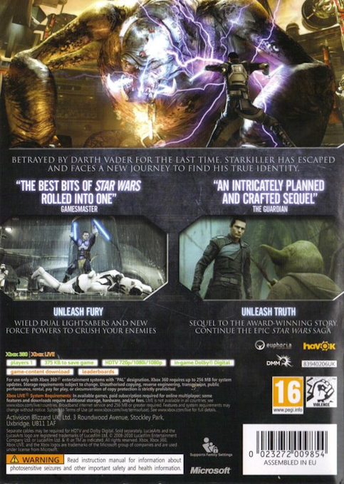 Star Wars - The Force Unleashed II — box-2D-back (EU)