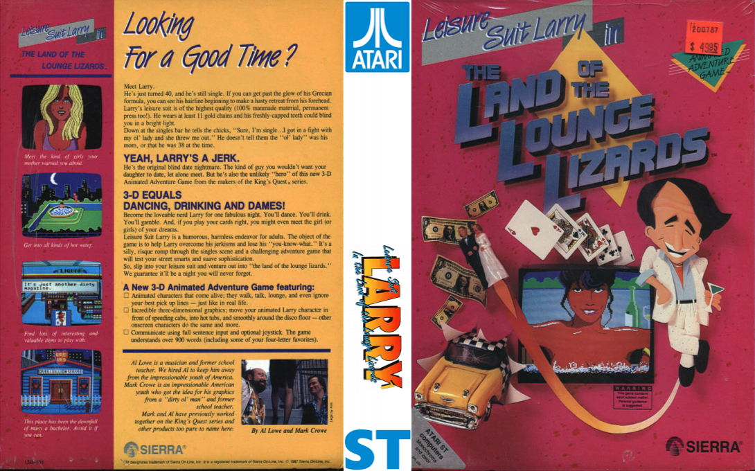 Leisure Suit Larry in - The Land of the Lounge Lizards — box-texture (US)