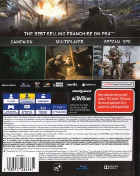 Call of Duty - Modern Warfare — box-2D-back (AU)