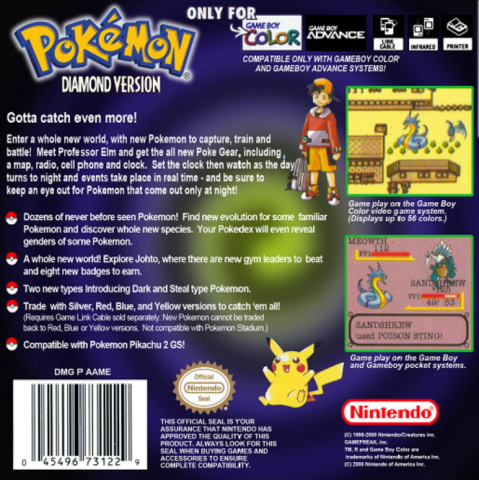 Pokemon Diamond — box-2D-back (WOR)