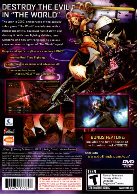Dot Hack G.U. Vol. 2 - Kimi Omou Koe — box-2D-back (US)