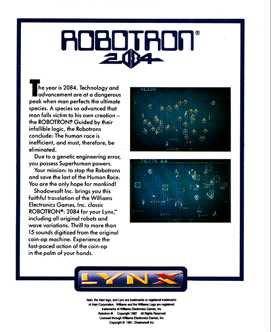 Robotron - 2084 — box-2D-back (WOR)