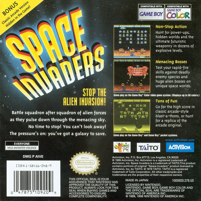 Space Invaders — box-2D-back (US)