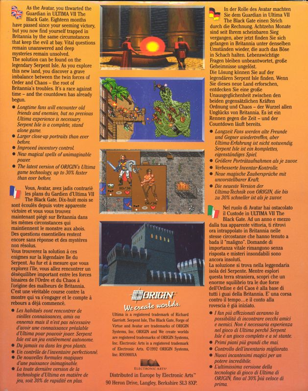 Ultima 7 - Part 2 - Serpent Isle — box-2D-back (EU)