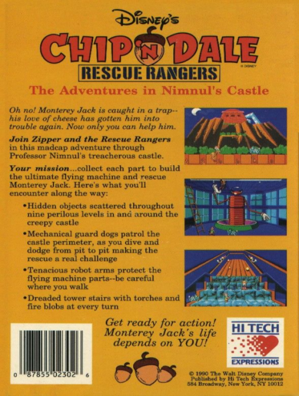 Chip 'n Dale Rescue Rangers - The Adventures In Nimnul's Castle — box-2D-back (US)