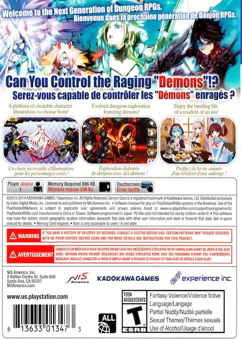 Demon Gaze — box-2D-back (US)