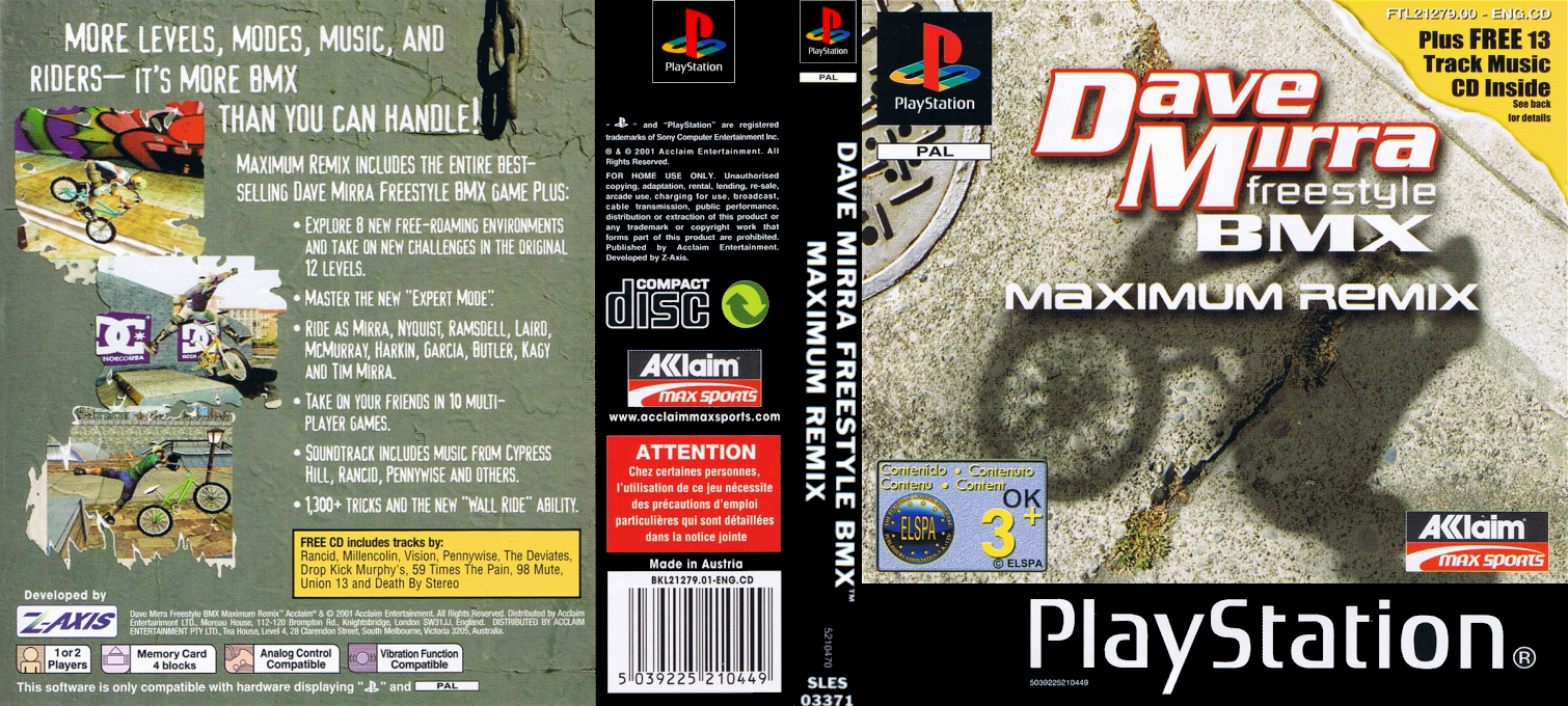 Dave Mirra Freestyle Bmx - Maximum Remix — box-texture (EU)